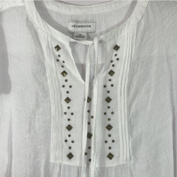 Liz Claiborne Petite Gauzy Boho Top NWOT - Picture 2 of 6